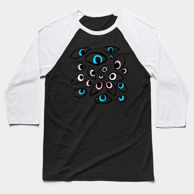 Trans Eyes (dark background) Baseball T-Shirt by AlexTal